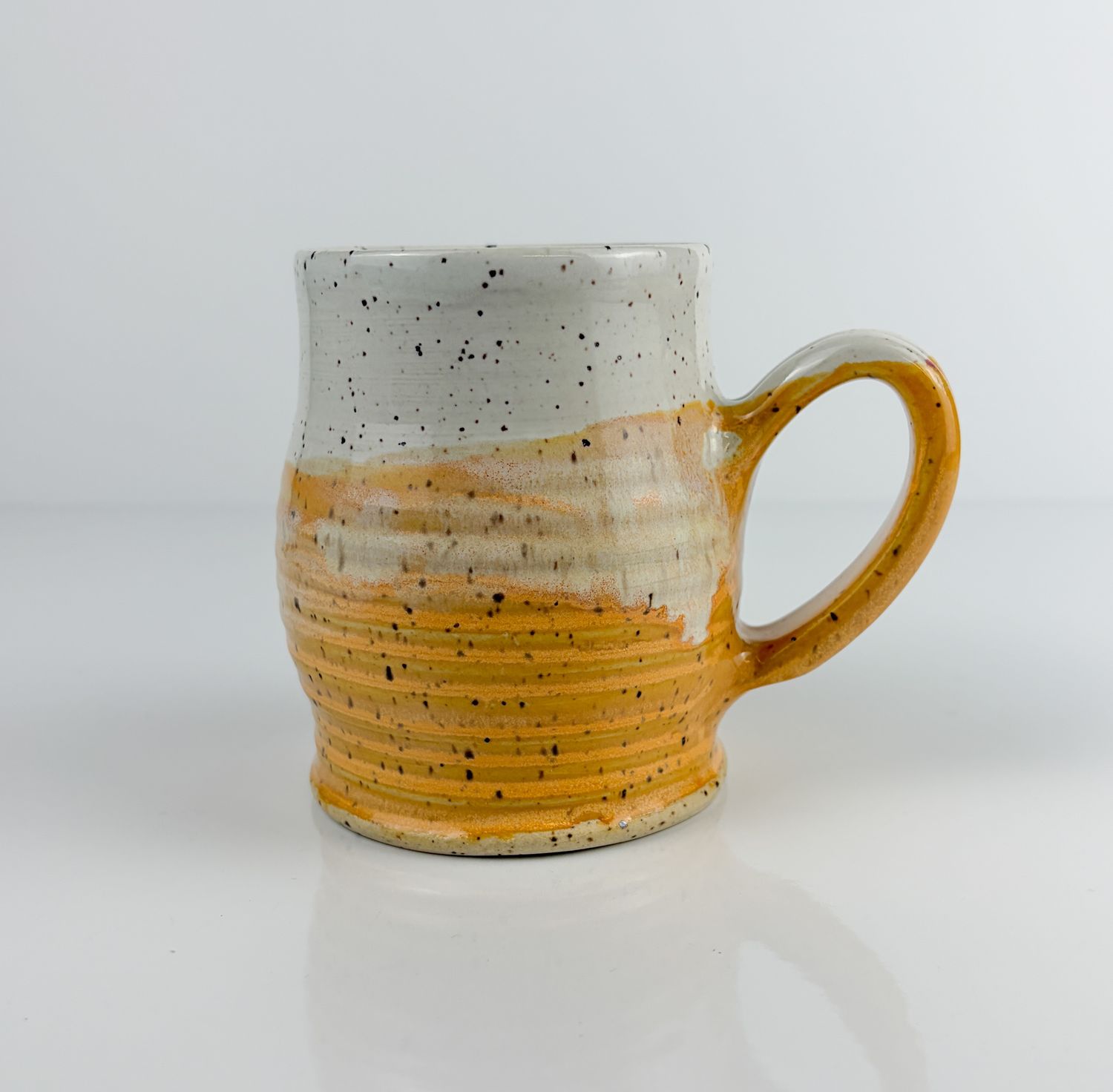 White Speckled Orange Cream Pottery Mug By Halifax Artist Laura Rae Studio 