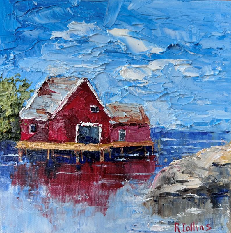 ​"I Love a Moody Sky" Oil Knife Painting on Canvas 6x6"