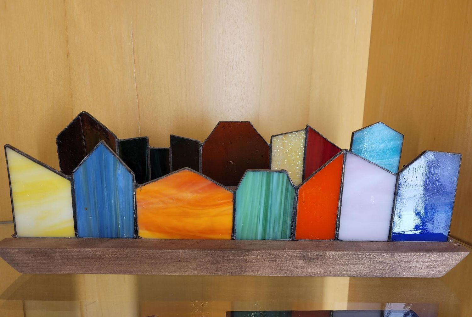 Stained Glass Jellybean Row Houses - 12"