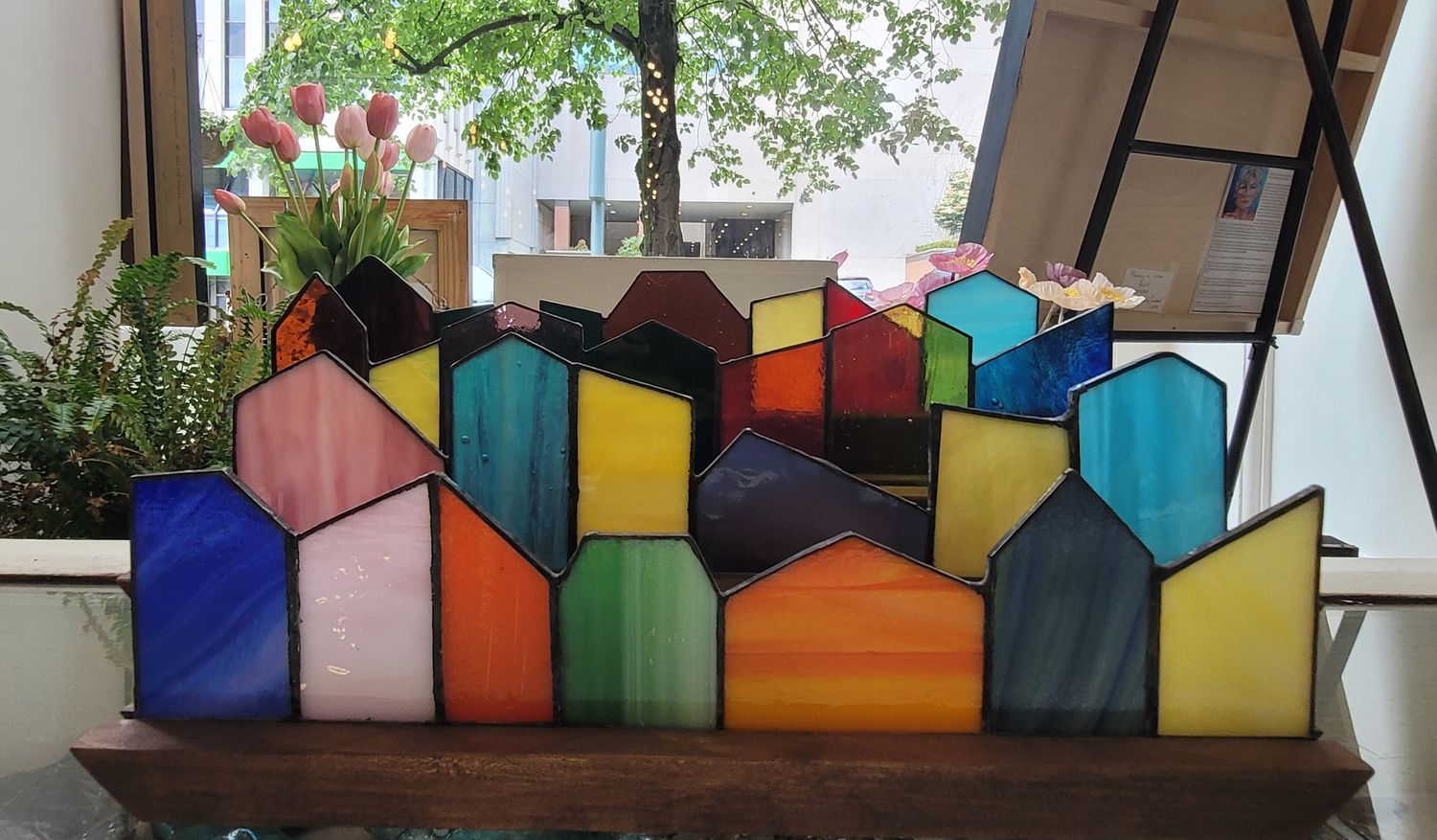 Stained Glass Maritime Jellybean Row Houses Denis Eve Handworks Saint John New Brunswick NB Canada Canadian Artist