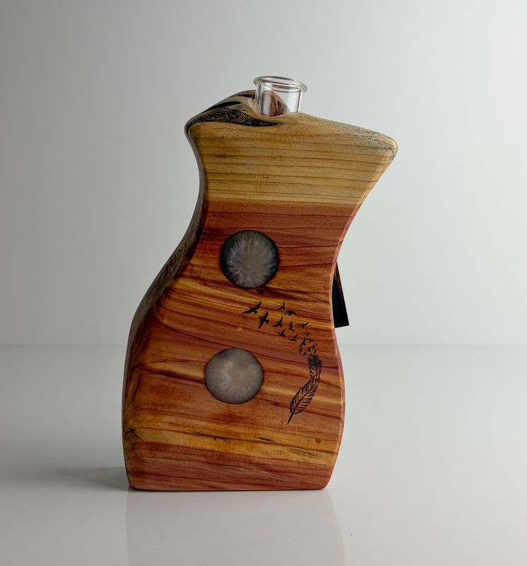 Birds of a Feather Cedar Bud Vase 4 x 8"