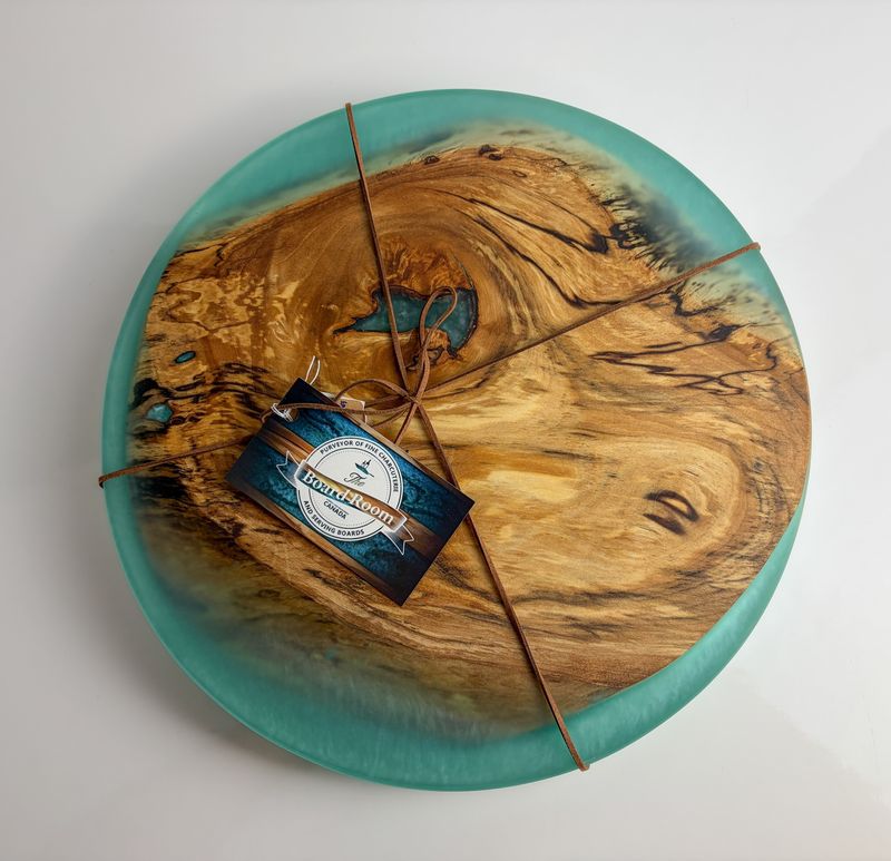 Spalted Maple &amp; Green Epoxy 12" Round Board