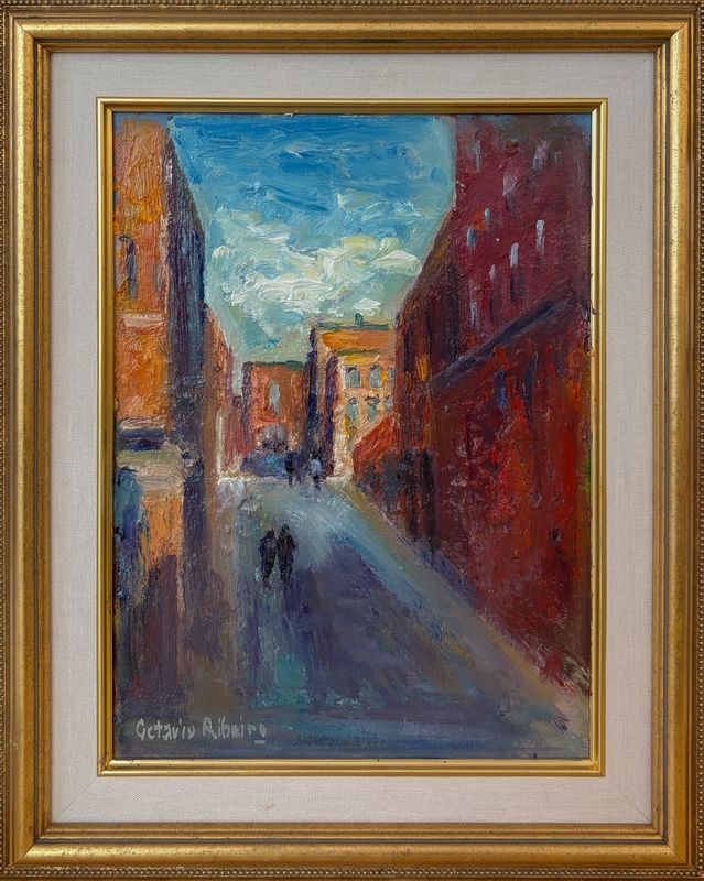 Original Oil Painting Of Uptown Saint John New Brunswick By Canadian artist Octavio Ribeiro 