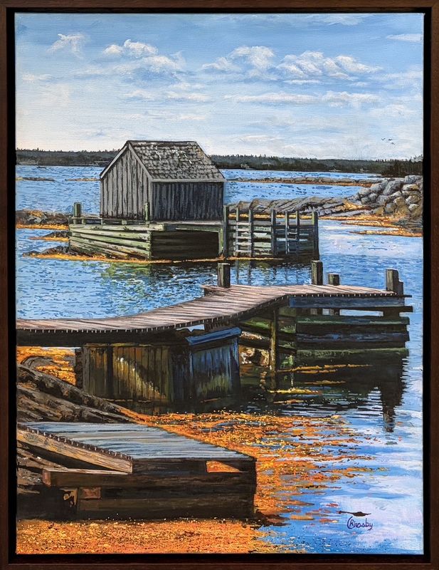 Original Acrylic Painting of East Coast Fishing Shack by Canadian artist Robert Crosby 