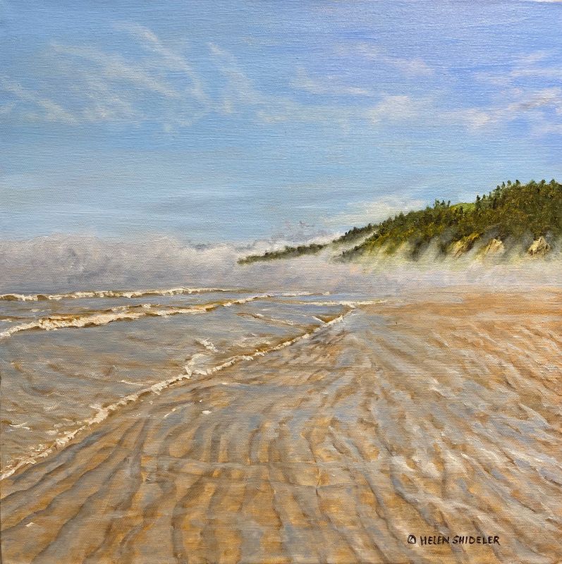 "Receding Tide, Long Beach" Oil on Canvas 16x16"
