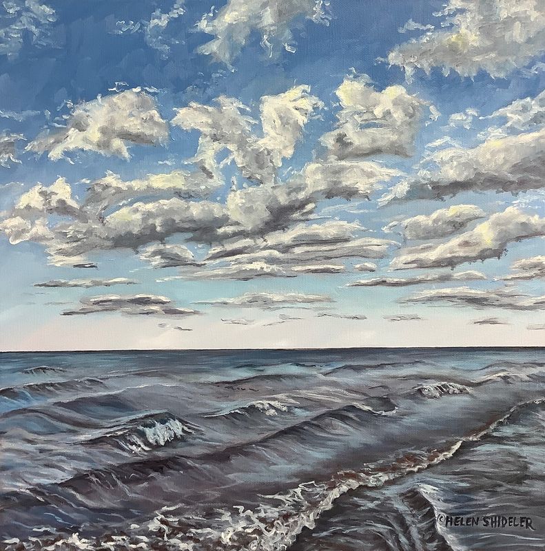 "Changing Weather, Thunder Cove Beach" Oil on Canvas 16x16"