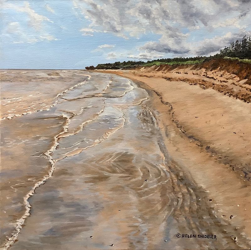 "Shoreline Stroll" Oil on Canvas 16x16"
