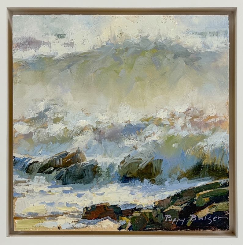 "Colorful Wave" 6x6" Oil Painting Framed 7x7"