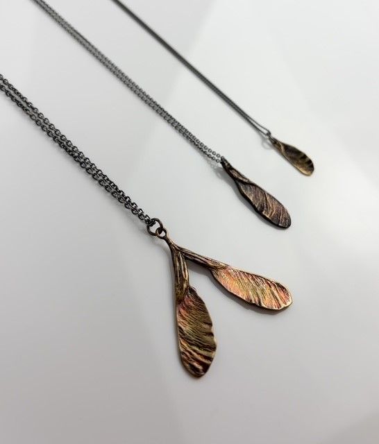 Samara Pendant Collection, Patinated Bronze &amp; Sterling Silver