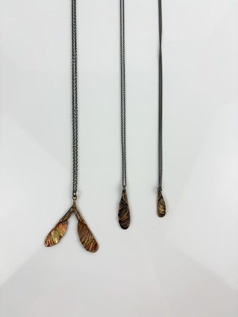 Samara Pendant Collection, Patinated Bronze &amp; Sterling Silver