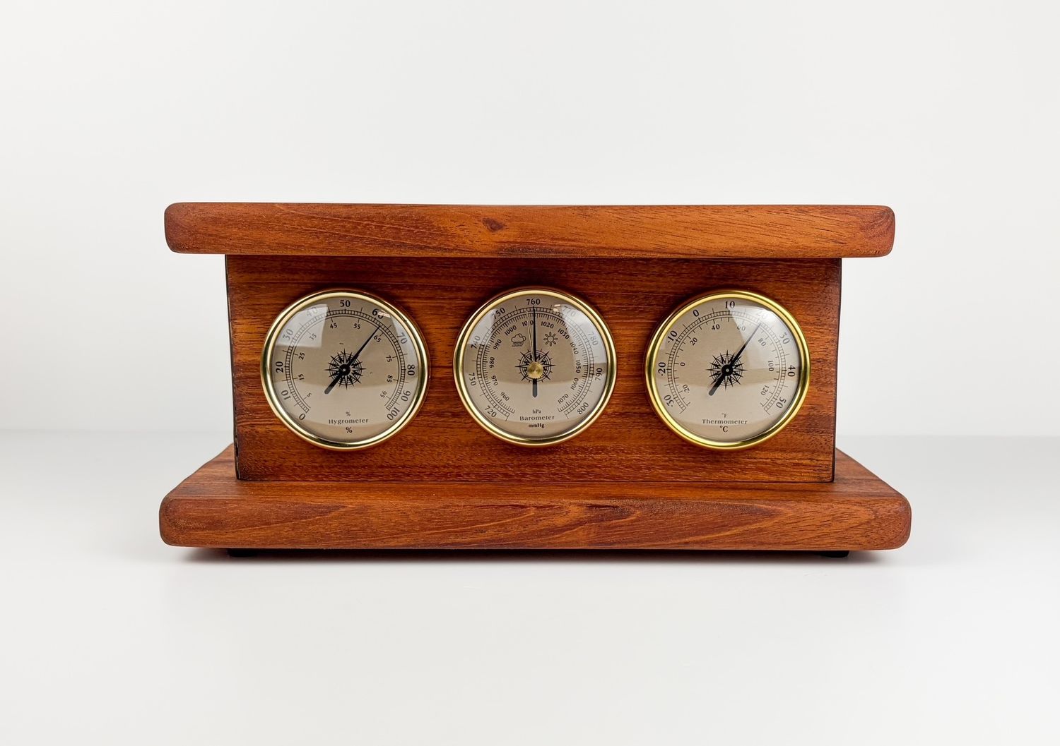 Retro Style Dark Mahogany Weather Station