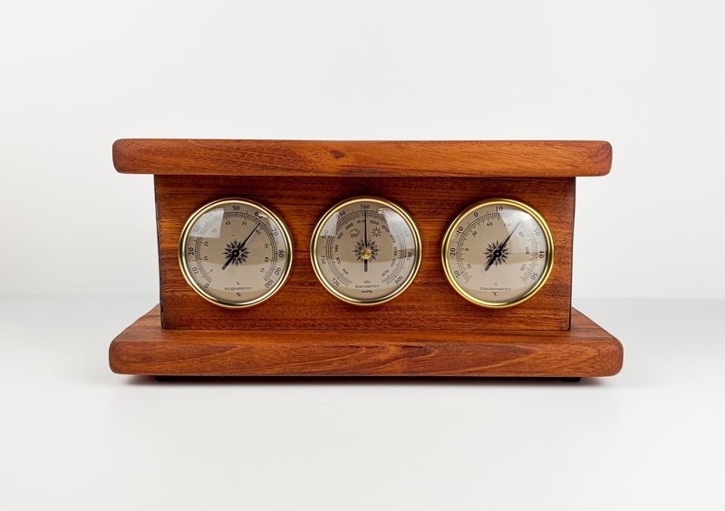 Retro Style Dark Mahogany Weather Station