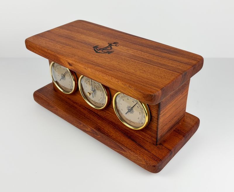 Retro Style Dark Mahogany Weather Station
