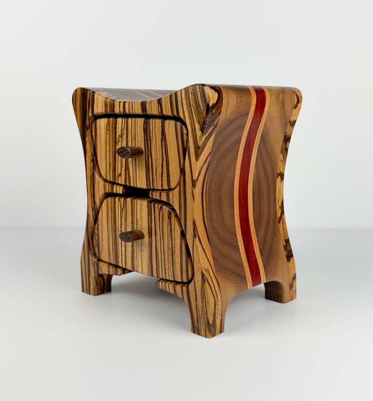 2 Drawer Dresser Zebrawood, Padauk and Cherry