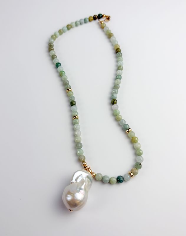 Large Baroque Pearl &amp; Mixed Gemstones 14K Gold-Filled