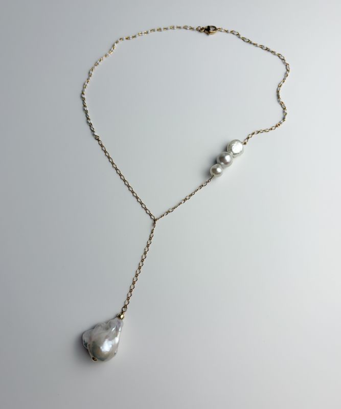 Large Baroque with Enamel Beading Necklace Gold-Filled
