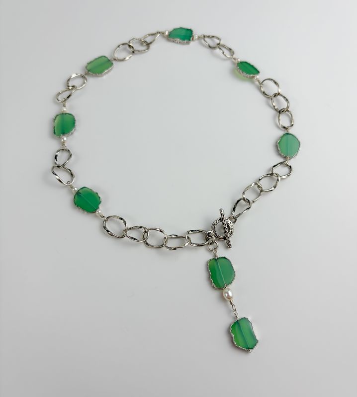 Chalcedony Sterling Silver Necklace 16"