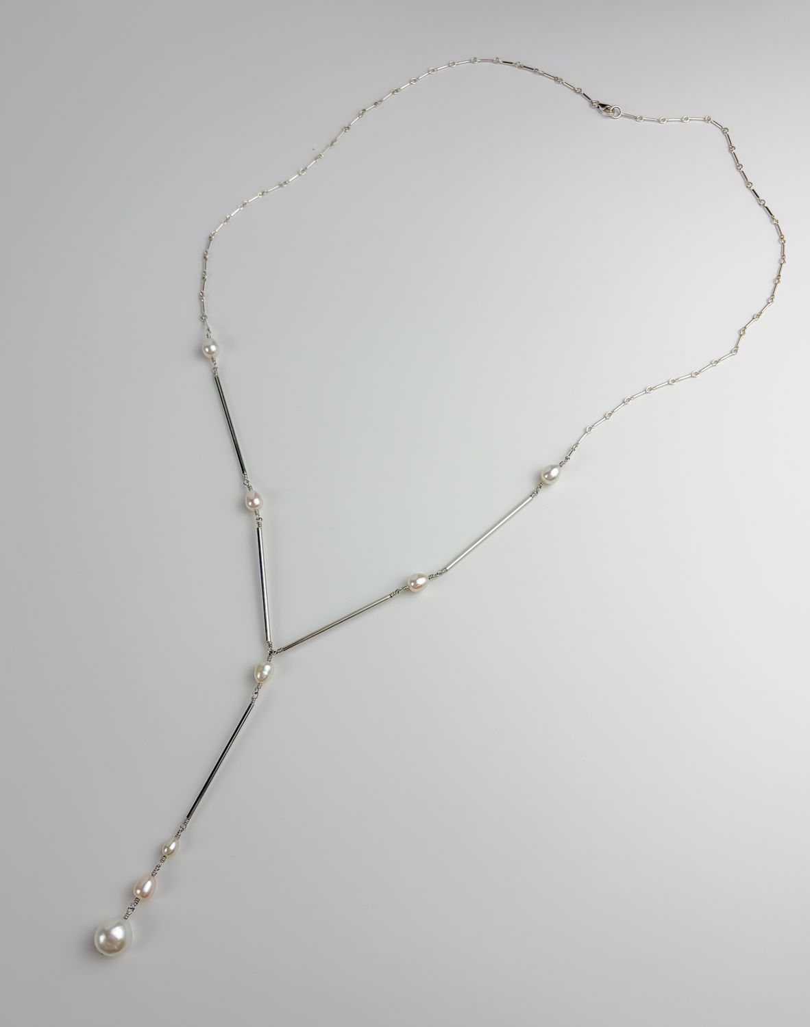 Freshwater Pearl Drop Sterling Silver Necklace