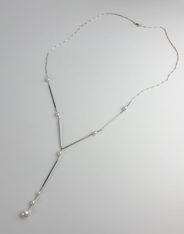 Freshwater Pearl Drop Sterling Silver Necklace