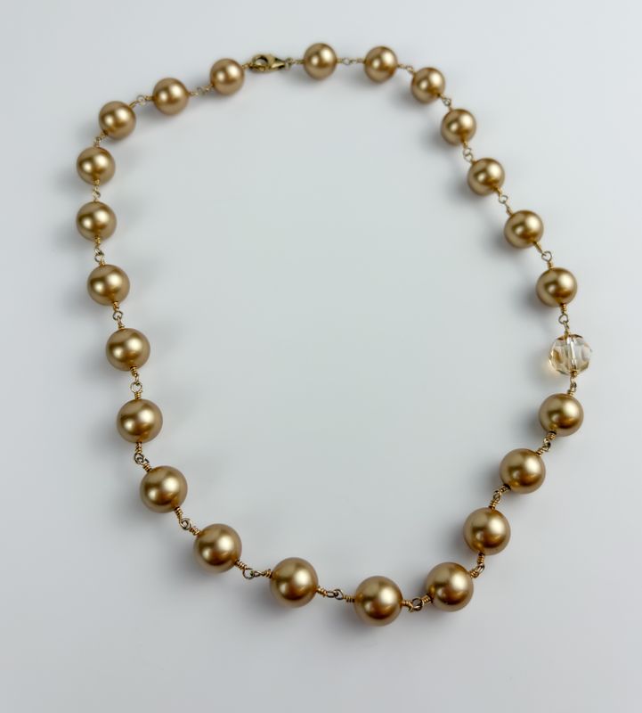 Swarovski Champagne Necklace Gold Filled