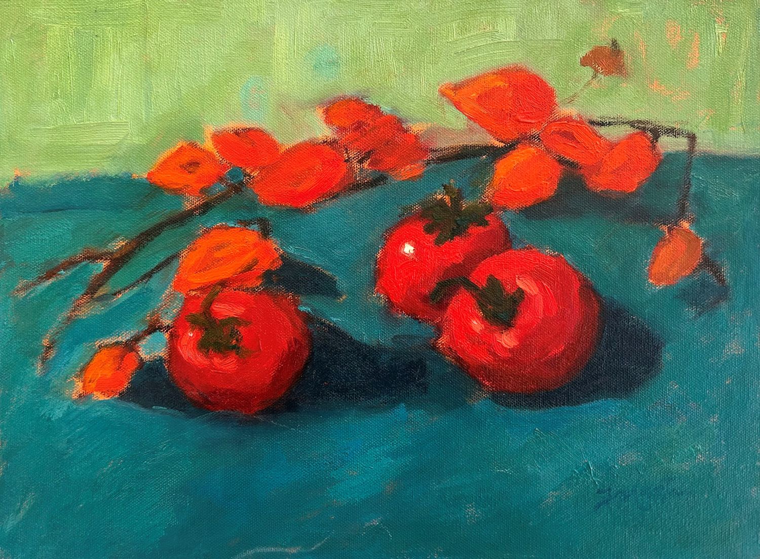 "Tomates et Lanternes Chinoises" 12x16" Oil on Canvas