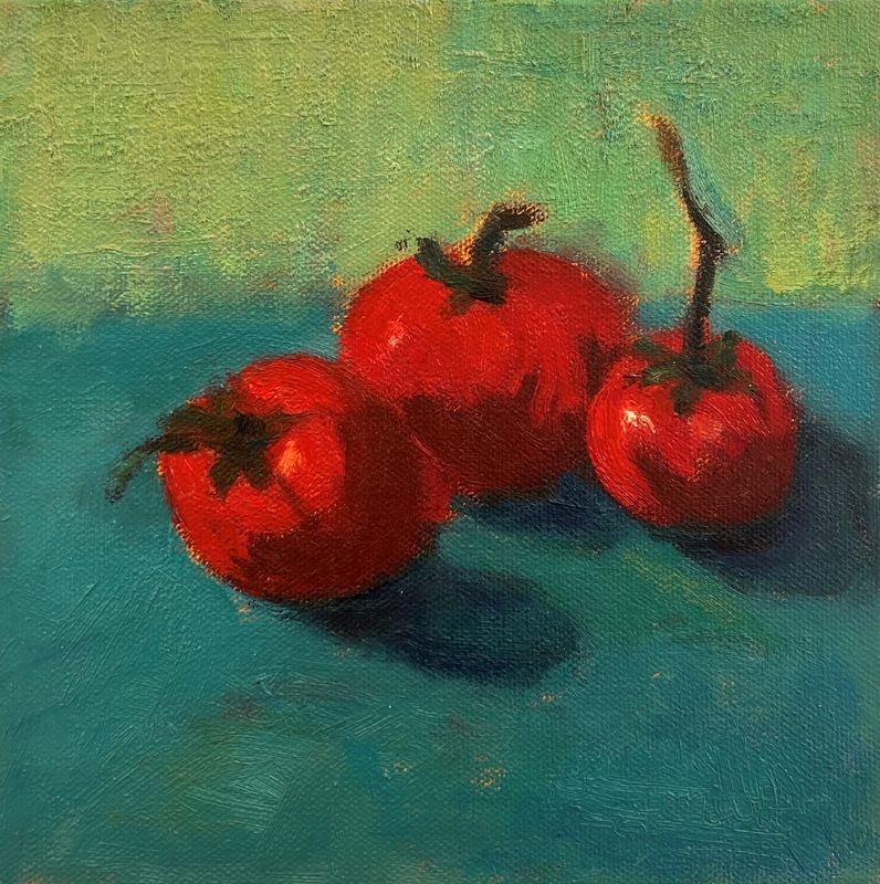 "Tomates du Jardin" 8x8" Oil on Canvas