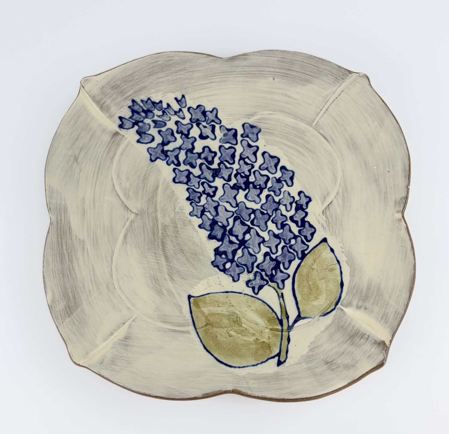 Large Quatrefoil Plate on White Clay