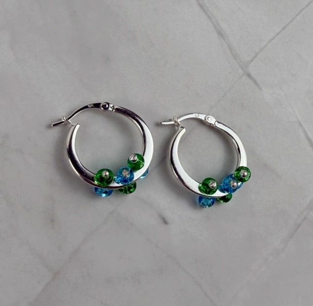 Sterling Silver Hoops with Beads