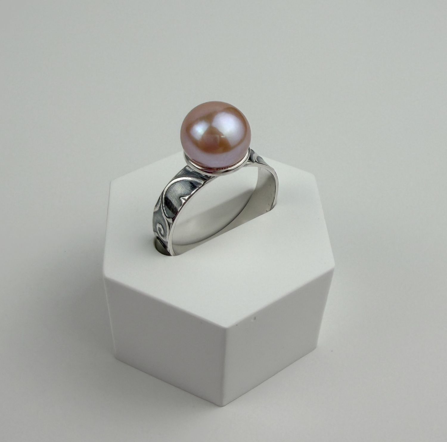 Freshwater Pink Pearl Ring SS Size 6.5