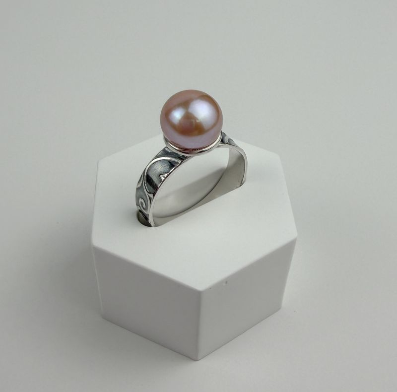 Freshwater Pink Pearl Ring SS Size 6.5