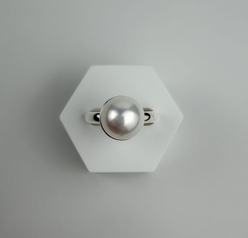 Freshwater White Pearl Ring SS Size 6.5