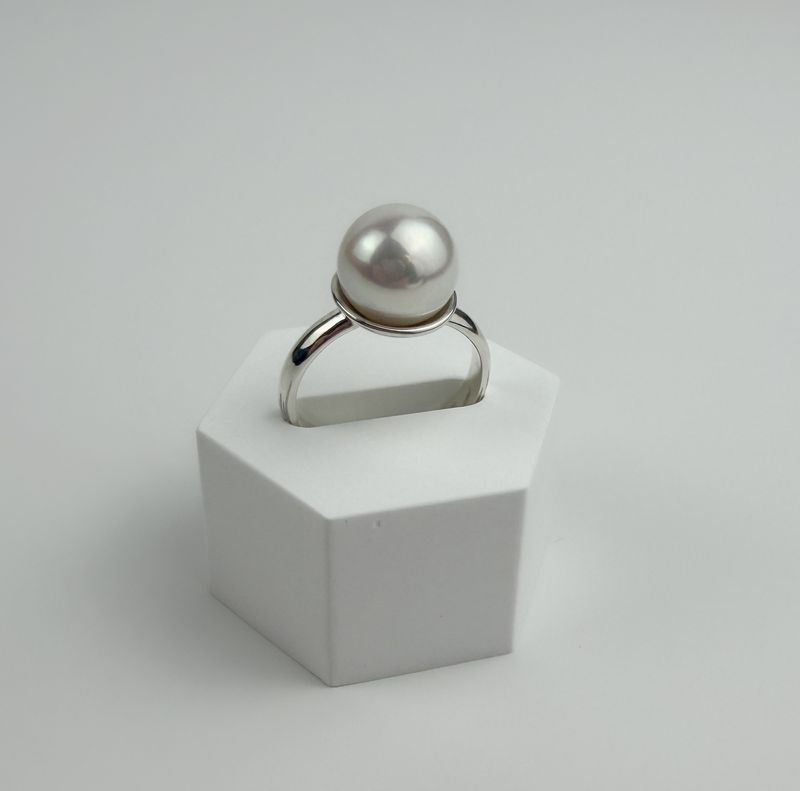 Freshwater White Pearl Ring SS Size 6.5