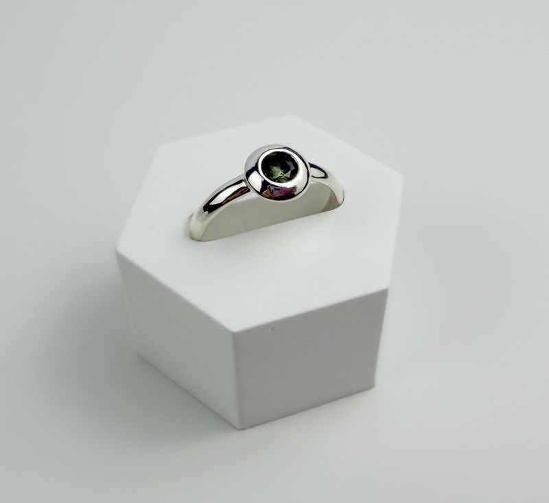 Moldavite Ring SS Size 6