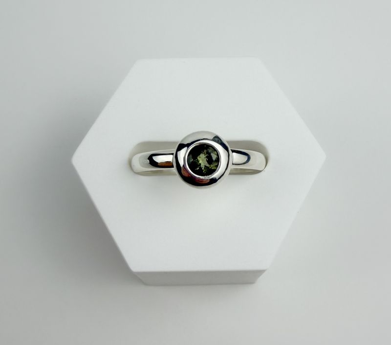 Moldavite Ring SS Size 6