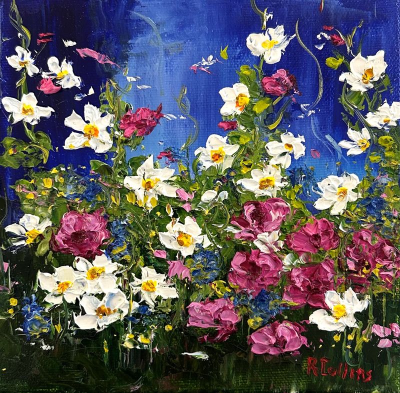 "Where Everything is going your way" 6x6"  Oil knife Painting on Canvas