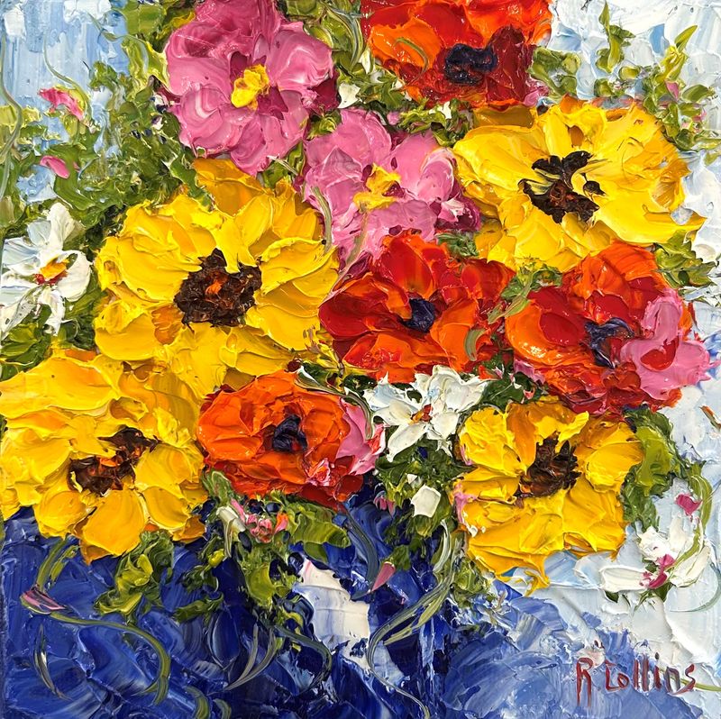 "A Knife Painting" 6x6"  Oil knife Painting on Canvas