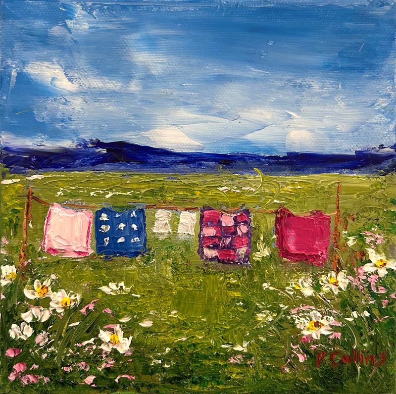 "Monday Morning" 6x6"  Oil knife Painting on Canvas