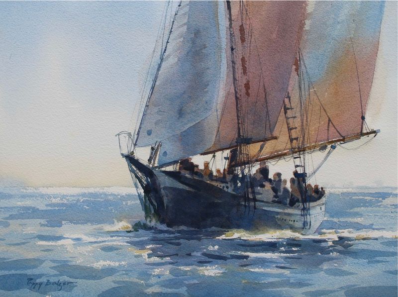 "Sailing Smooth Water" 12x16" Watercolour Framed 17.5x21.5"