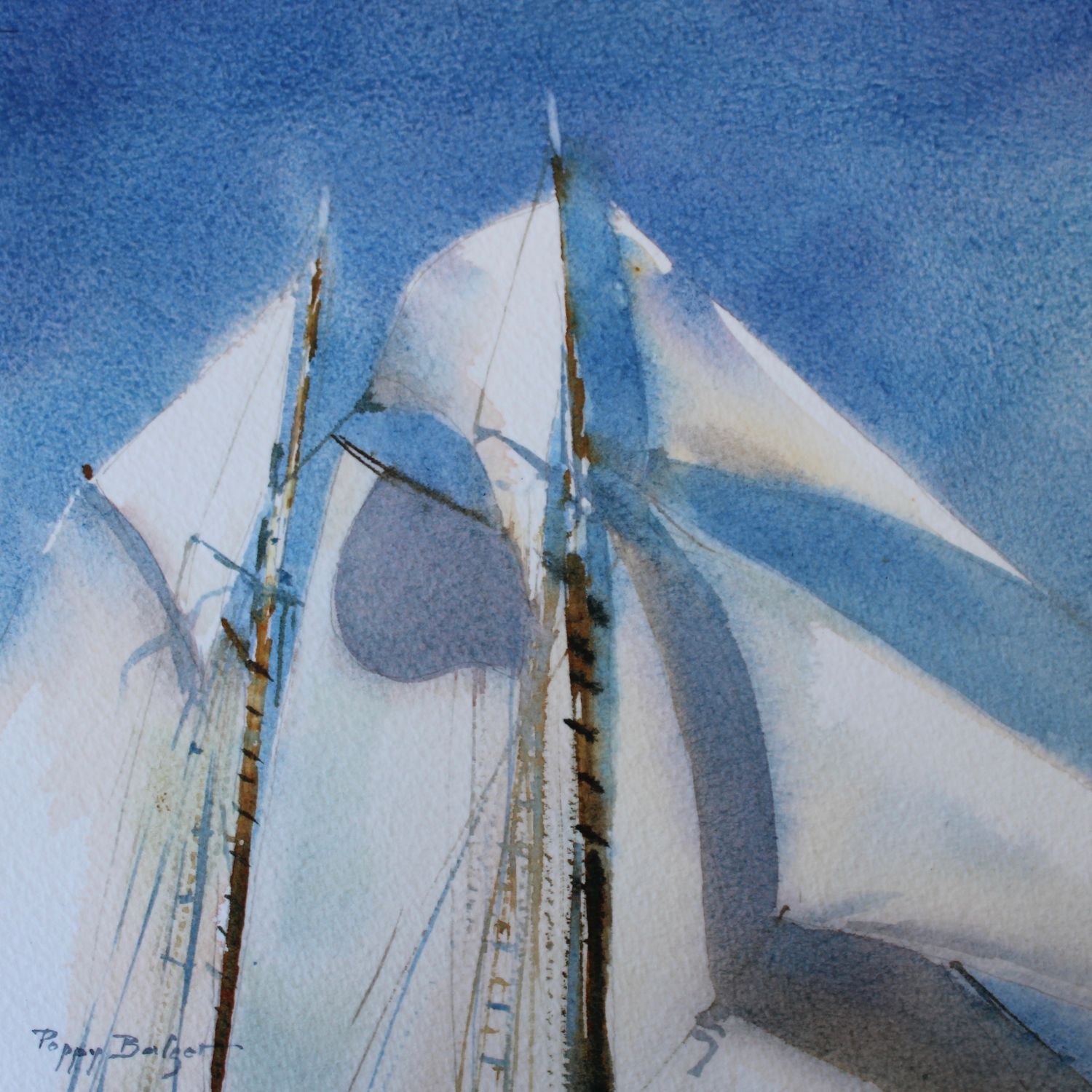 "Sail Set Study" 8x8" Watercolour on wood Canvas