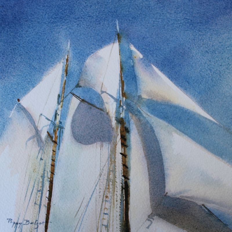 "Sail Set Study" 8x8" Watercolour on wood Canvas