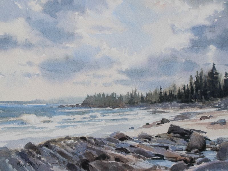 "An Open Coast" 12x16" Watercolor Framed 21.5x17.5"