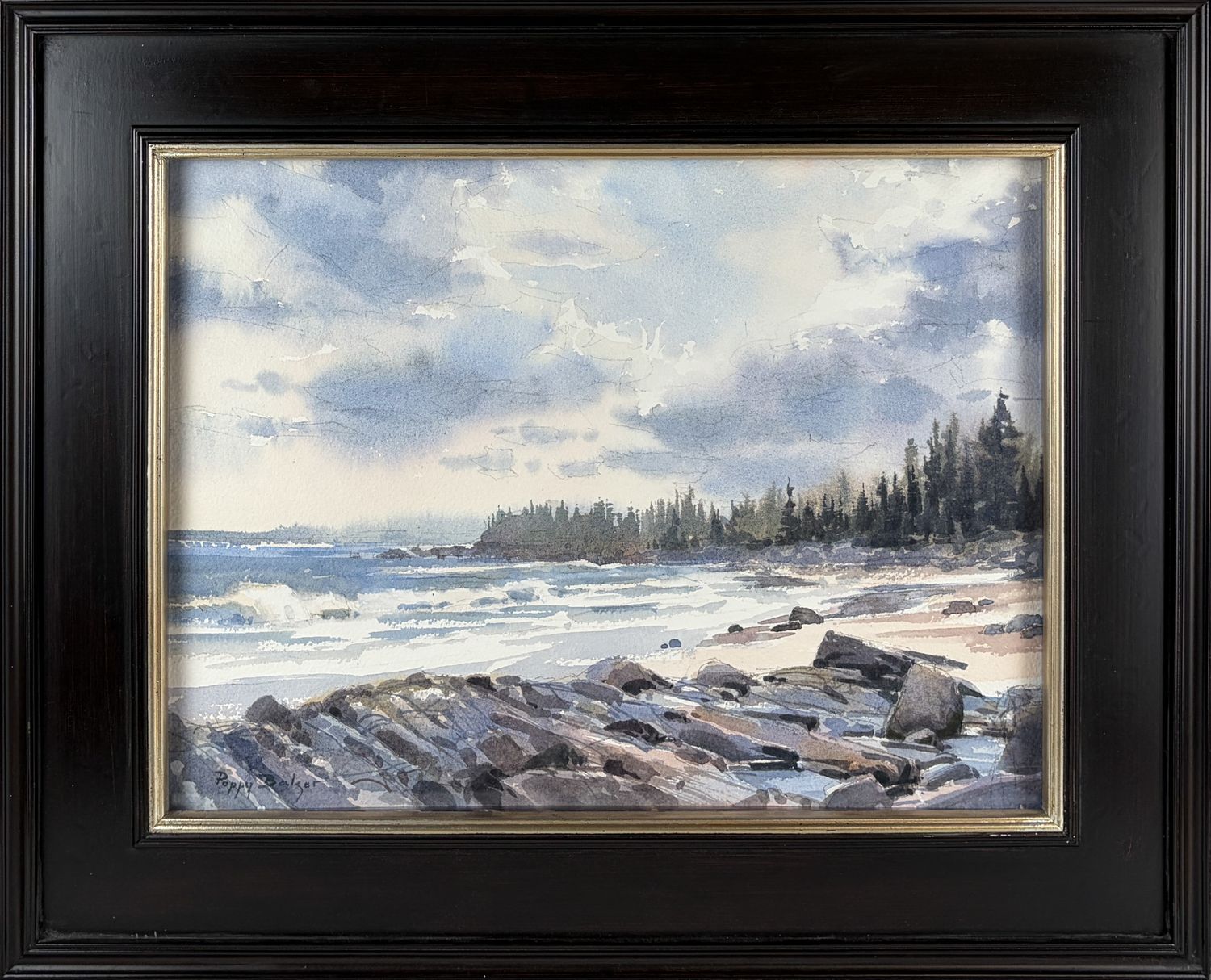"An Open Coast" 12x16" Watercolor Framed 21.5x17.5"