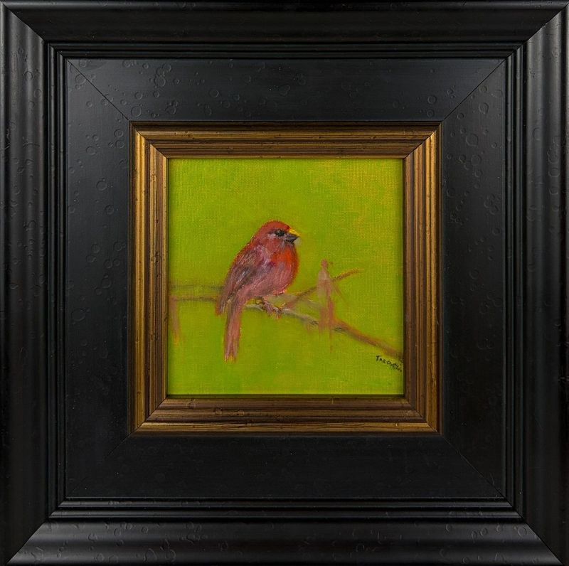 "Purple Finch" 6x6" Framed 12.75x12.75" Oil