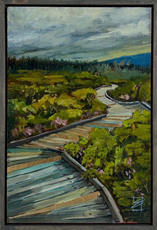 "The Trail" 8x12" Oil Painting with Gold Leaf