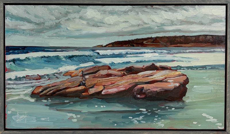 "The Edge" 9x16" Oil Painting with Gold Leaf