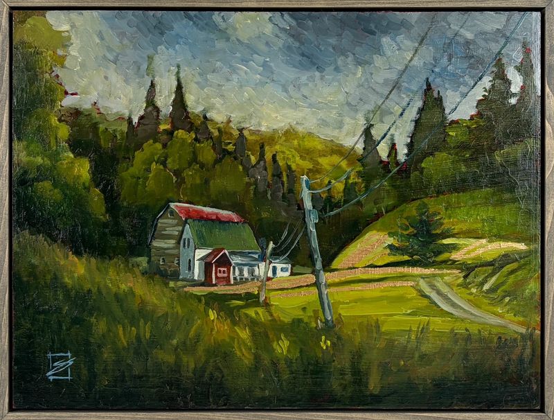 "Homestead" 12x16" Oil Painting with Gold Leaf