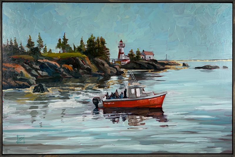 "Sightseers" 16x24" Oil Painting with Gold Leaf