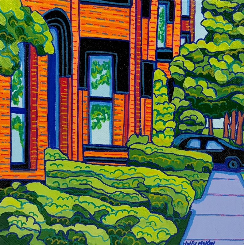 "Summer on Germain Street" 8x8" Acrylic Painting on Canvas
