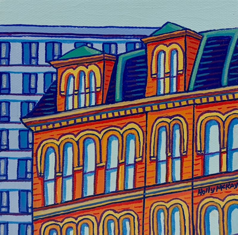 "City Market" 6x6" Acrylic Painting on Canvas