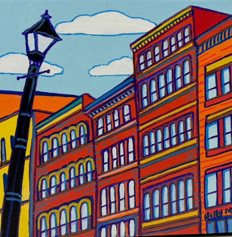 "King Street Stores" 6x6" Acrylic Painting on Canvas